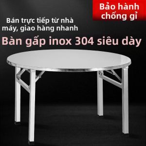 LANCATPEPP | Bàn Tròn Gấp 304 Thép Không Gỉ Dày