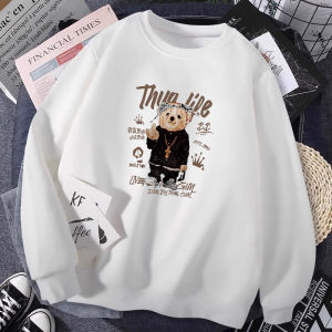 American Casual round Neck Sweatshirt Mens New Fashion Inner Wear Student Versatile Outerwear Autumn Winter Cotton Polyester Blend