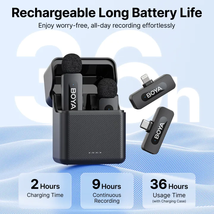 BOYA BY-V1/V2 Wireless Microphone Lapel Microphone Noise Cancelling Vlogging Mic for iPhone Android