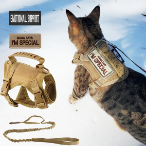 Tactical Nylon Cat Harness Leash Patch Kit for Cats and Small Dogs Vest Military Dog Work Outdoor Training Accessories