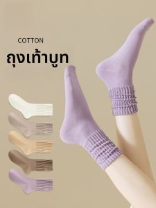 MiiOW | ถุงเท้าผ้าฝ้ายระบายอากาศได้ดีสำหรับผู้หญิง ถุงเท้ากลางน่องป้องกันแบคทีเรีย ถุงเท้าไร้ตะเข็บ ถุงเท้าฤดูใบไม้ร่วง 10 คู่