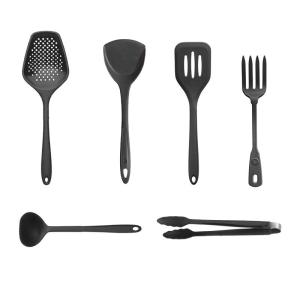 Kochblume Silicone Cooking Utensils Set Black Heat Resistant Non-Stick Pan Spatula Soup Spoon Anti-Adhesive Kitchen Tools