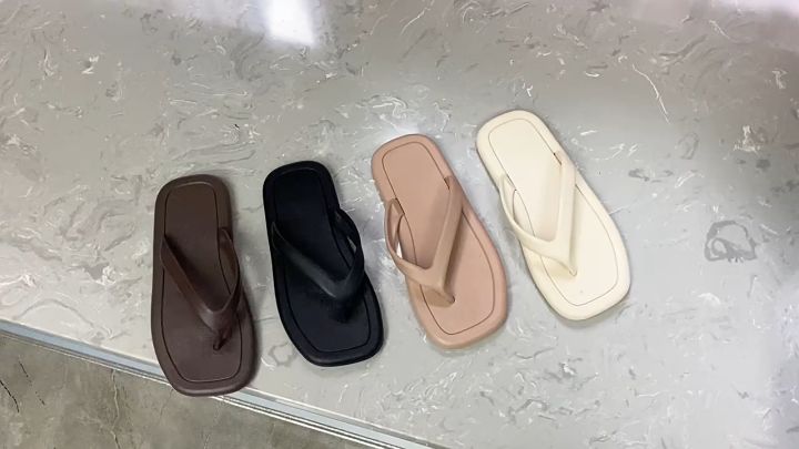 【YOTO】New Comfortable Slippers For Women Flat Bottomed rubber Square ...