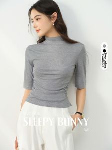 Elastic Slim Thin Half High Collar T-Shirt