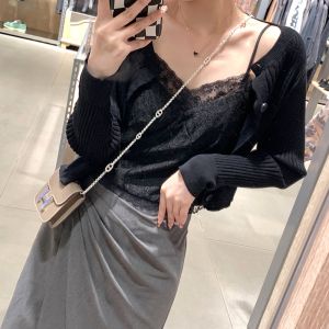 chaqi | Áo ba lỗ ren nữ tính Áo vest bên trong có đệm ngực Áo khoác ngoài không dây Áo ba lỗ một mảnh Quần áo công sở mùa thu