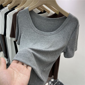WANGGONGZHU | Short Sleeve Round Neck Slim Fit Base Layer Shirt Womens Thin Style T-Shirt Princess Wang Brand Summer Fashion Top