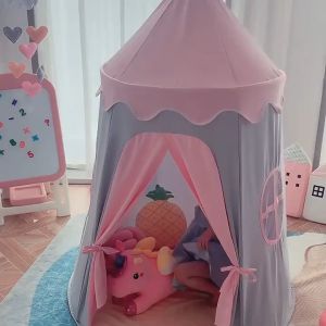 BabyBoss Premium 150cm Height Cotton Kids Castle Play Tent Khemah Kanak-Kanak Canopy Star Lights Foldable (Storage Bag)