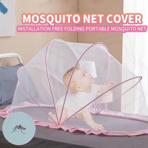 Infant Foldable Large Mosquito Nets Dust-Resistant Durable Encrypted Mesh Design Convenient Storage (Grey/Blue/Pink)