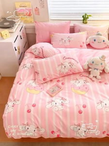 Sweet Pink Cinnamonroll Bedsheet Set💫Ultra Soft Cotton Bundle Suitable for Any Bedroom Decoration