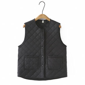 Áo Vest Cotton Mỏng Nhẹ Họa Tiết Kim Cương Cỡ Lớn Ấm Áp Mùa Thu Đông Áo Vest Cotton Polyester Trang Phục Công Sở Thường Ngày