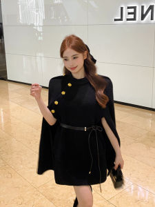 Fashionable Large Size French Lady Black Woolen Coat Womens Autumn High Fashion Loose Top Style Korean Commute Pure Color