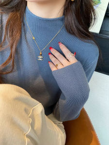 Winter Stylish French Design Semi High Neck Slim Fit Knit Sweater