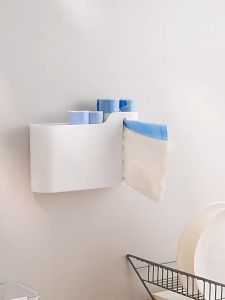 เครื่องสำอางกล่องที่เก็บถุงขยะ ที่เก็บถุงพลาสติก กล่องเก็บถุงพลาสติก garbage bag storage อุปกรณ์จัดเก็บของชำในครัว