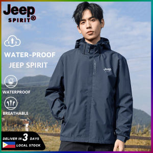 【2-3 Days Arrive!!!】JEEP SPIRIT Waterproof Jacket for Men Windproof Jacket Lightweight Jacket Black (M-4XL)