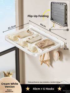 Expandable Folding Wall-Mounted Laundry Drying Rack Bathroom Balcony Dual-Purpose No-Punching Required Special Laundry Pole