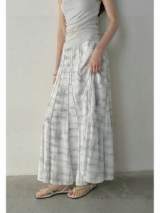 POPCHRIO | Chân Váy Midi Chiffon In Lưới Mờ Tự Nhiên Bằng Tay
