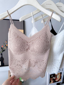 Fashionable Lace Trimmed V-Neck Womens Vest Underwear High Elasticity Thin Strap Inner Wear Top Pure Desire Embroidery Design
