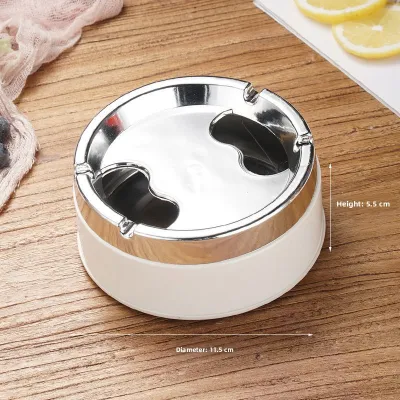 Innovative Stainless Steel Ashtray with Lid for Office And Bathroom Convenient Home Use Anti-Dust Easy to Clean Fashionable Gift