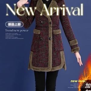 HUAXUNRAN | Warm Wool Coat for Middle-aged Women