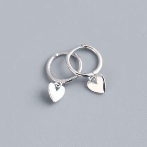 ANENJERY Silver Color Love Heart Hoop Earrings for Women Smooth French Gold Silver Earrings Jewelry 2022 New