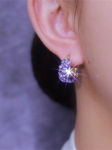 Ultra-Shiny Purple Crystal Earrings: Aesthetic Light Luxury Accessories