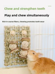 Natural Handwoven Relaxing Rabbit Grass Mat Edible Tooth Grinding Toy for Chinchillas Guinea Pigs And Other Small Pets