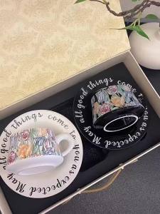 Retro Coffee Cup and Saucer Set Ceramics
