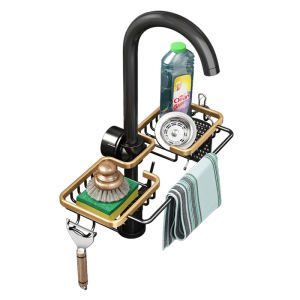 Baokemo Kitchen Sink Rack Drain Basket Faucet Rack Sponge Rack Storage Rack