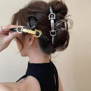 Kẹp Tóc Vây Cá Mập Kích Thước Lớn Sang Trọng Nữ Phụ Kiện Tóc Chữ Thiết Kế Kẹp Móng Vuốt Updo Trang Trí Tóc Phong Cách Vintage Court