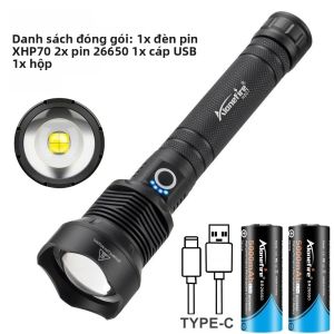 Đèn Pin LED Zoom XHP70 4000Lumen Có Thể Sạc Lại Bằng USB Đèn Pin Ngoài Trời Công Suất Cao Để Cắm Trại Câu Cá Săn Bắn - Đèn Chiếu Sáng Chống Nước