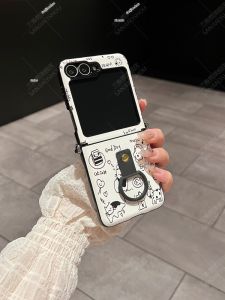 Full Body Protective Case For Galaxy Z Flip6/ZFlip5 Phone Shell Shockproof with Ring Holder Simple and Creative Design