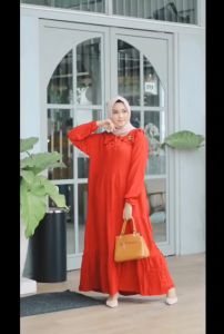 MIDI DRESS JUMBO GAMIS RAYON JUMBO POLOS PREMIUM BUSUI KERAH KOREA TERBARU/ GAMIS CANDA REMAJA MODERN / DRESS SUSUN JUMBO TERLARIS
