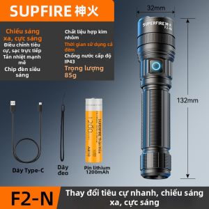 SUPERFIRE | Đèn Pin LED Sạc Được Có Thể Thu Phóng Dùng Cho Khẩn Cấp Ngoài Trời