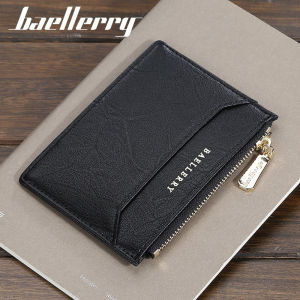 PU Leather Mens Small Zipper Wallet - Baellerry Thin Card Case with Coin Pocket | 4 Slots RFID Protection Business Card Holder