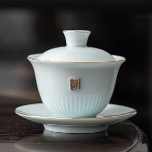 Misty Blue Kung Fu Tea Set Suit Household Complete Set Azure Porcelain Tea Brewing Gaiwan Teapot Tea Cup Ceramic Gift Box Customization