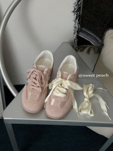 Retro Ballet Style Casual Shoes Womens Spring 2025 Versatile Flat Laced Sneakers Sweet Peach Planet Design Casual Board Shoes