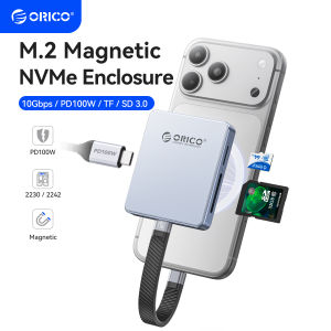 ORICO | ORICO Magnetic M.2 2230/2242 NVMe SSD Enclosure for iPhone 4K ProRes Recording ith SD/TF 3.0 Card Reader PD100W Charging Port