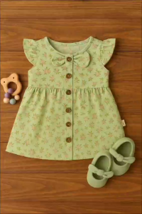 Fashion Baju Dres Bayi Cringkel Anak Perempaun Motif Bunga Usia 0-18 Bulan