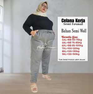 Hoshi BB 60 sampe 150kg muat Celana Kerja Wanita Panjang Polos Super Jumbo cocok buat Ke Kantor kampus atau dipakai sehari hari