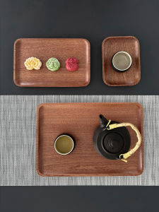 Japanese Style Long Rectangle Wooden Plate Cherry Wood Tea Set Dessert Plate Dry Fruit Plate Natural Wood Plate Handmade Polished