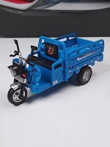 MAKEDA | 1:15 Tricycle Model Toy Car Sound Light Pull Back Wheel Steering Agricultural Truck Openable Tailgate Vehicles Shelf Display
