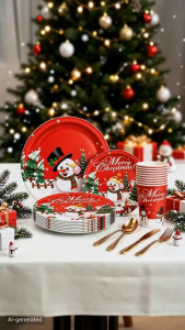 Disposable Tableware Set 10pcs Christmas Paper Plate 7/9 Inch Halloween Disposable Paper Cups 9 Oz Christmas Halloween Party Supplies Paper Dinnerware Dessert Plates Drink Cup