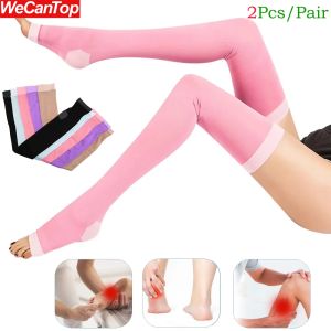 1Pair Women Men 20-30 mmHg Support Open Toe Thigh High Compression Stockings - Hold-Up Sleeping Stock for SportsVaricose Veins