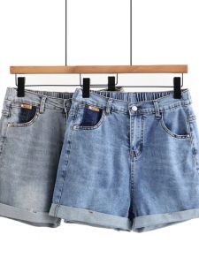 กางเกงขาสั้นยีนส์ทรงหลวมเอวสูง ทรงเข้ารูป กางเกงขาสั้นผู้หญิงไซส์ใหญ่ ฤดูร้อน 2023 กางเกงยีนส์ทรงเข้ารูปเอวสูงสำหรับผู้หญิงไซส์ใหญ่