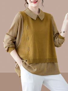 Shalldoer | Elegant Two-in-One Long Sleeve Top for Mom and Elderly Women