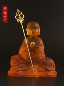 Dizang King Bodhisattva Small Buddha Statue Riding Dizang Car Decorations Car Decoration Imitation Glaze Dizang Children Cute Version Dizang Knot