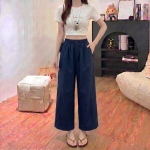 AIYITI | Slim Fit Plus Size Casual Loose Wide Leg 3/4 Trousers