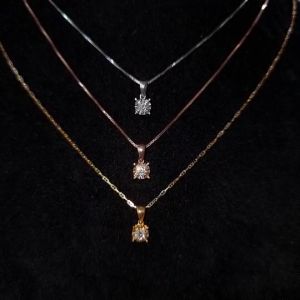 💎Amantio Diamond💎เซ็ทจี้เม็ดเดี่ยว10ตังพร้อมสร้อยคออิตาลี18k