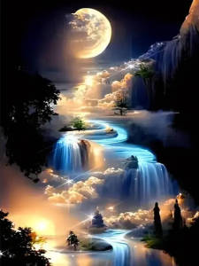 Huacan Landscape 5D DIY Diamond Paintings Moon Mosaic Complete Kit Sea Diamond Embroidery Art Room Decoration