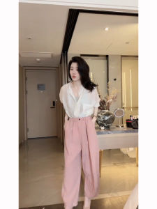 Trendy Wild Boutique Womens Thin Transparent Shirt Loose Pants Two-piece Set Womens 2024 New Arrival Best Selling Western Style